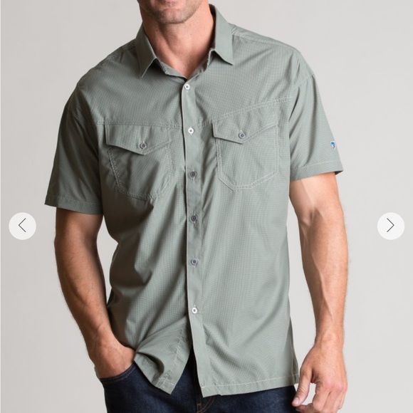 KUHL eluxur Button Down Short Sleeve Shirt Fern medium - Picture 1 of 7